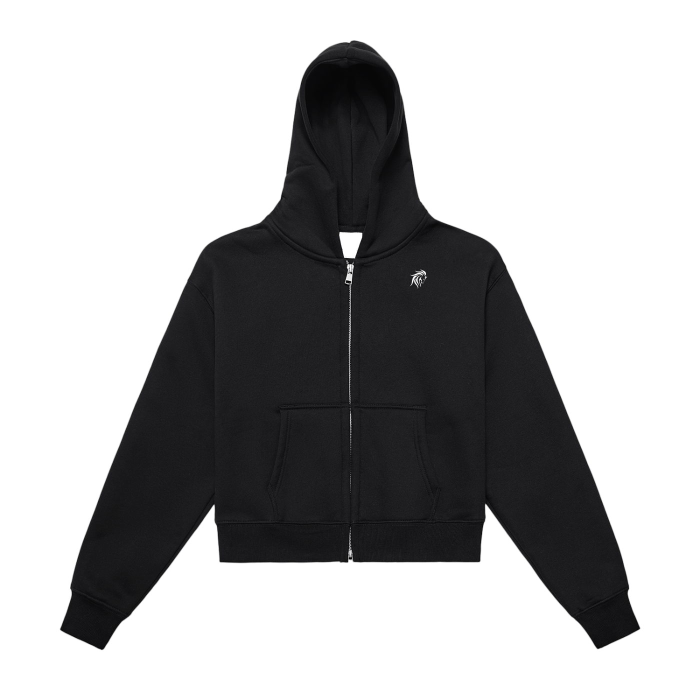 Fleeced Zip-Up Cropped Hoodie