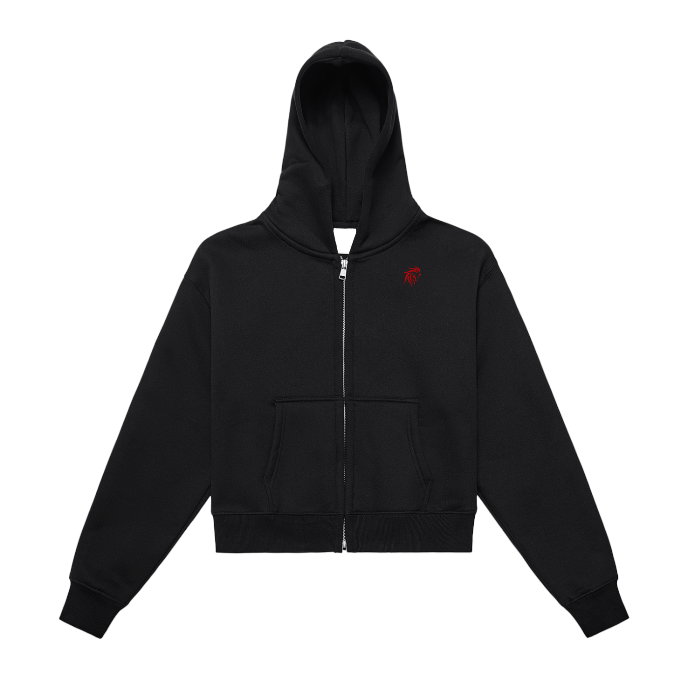 Fleeced Zip-Up Cropped Hoodie
