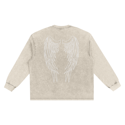 “DIVINE” Snow Washed Oversize Long Sleeve T-shirt