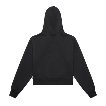 Fleeced Zip-Up Cropped Hoodie