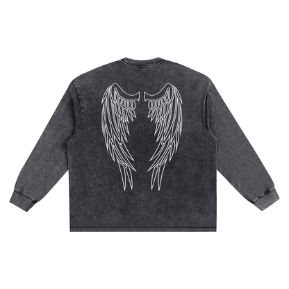 “DIVINE” Snow Washed Oversize Long Sleeve T-shirt