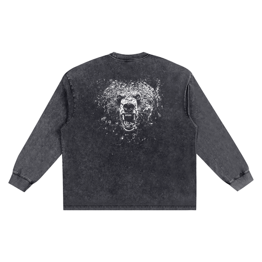 BEAST Snow Washed Oversize Long Sleeve T-shirt