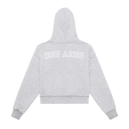 Fleeced Zip-Up Cropped Hoodie