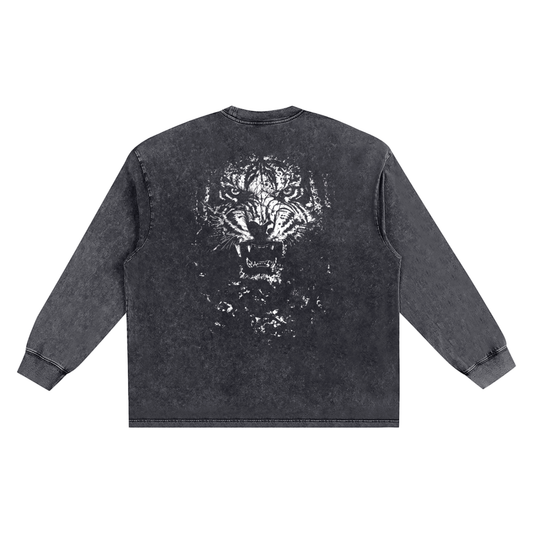 BEAST Snow Washed Oversize Long Sleeve T-shirt
