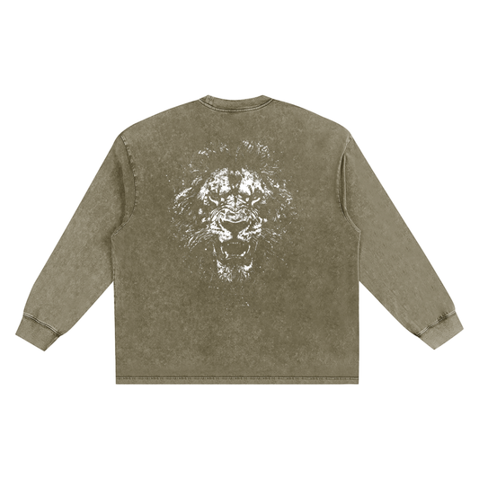 BEAST Snow Washed Oversize Long Sleeve T-shirt
