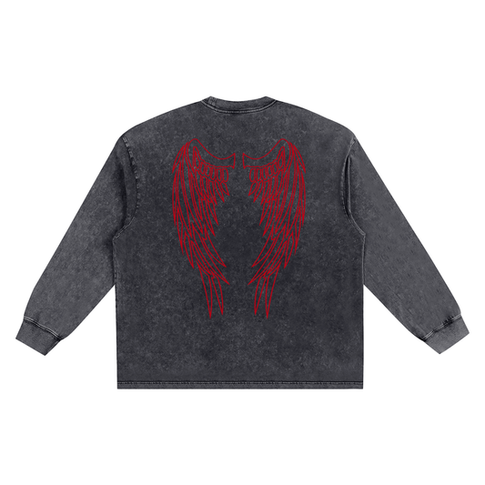 “DIVINE” Snow Washed Oversize Long Sleeve T-shirt