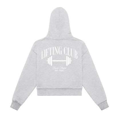 Fleeced Zip-Up Cropped Hoodie