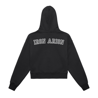 Fleeced Zip-Up Cropped Hoodie